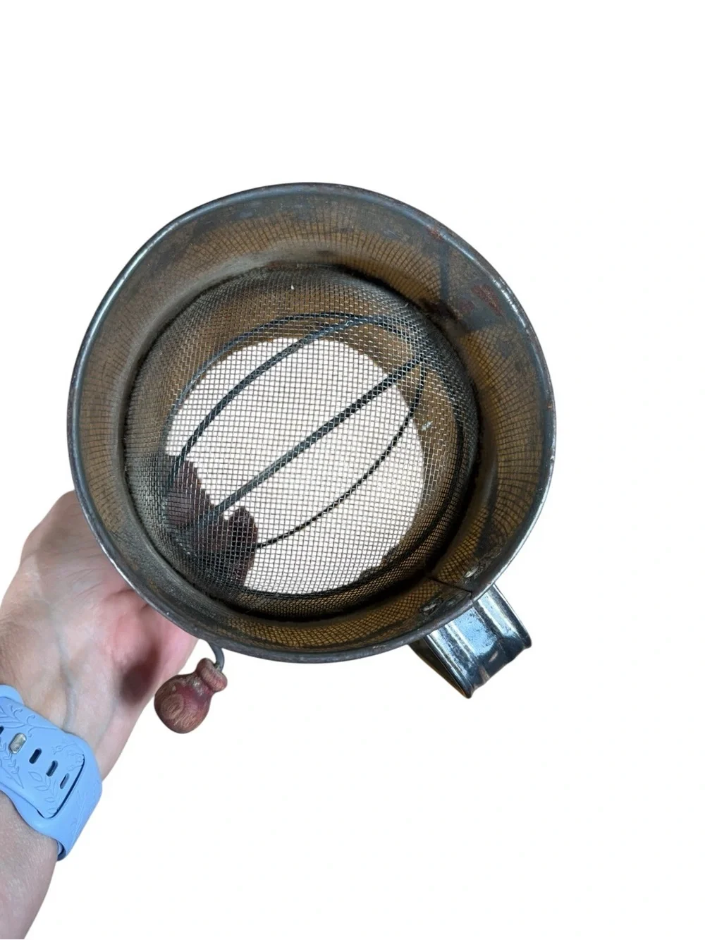 Vintage Floral Hand-Operated Flour Sifter
